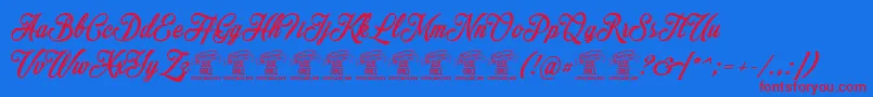 MocharyPersonalUseOnly Font – Red Fonts on Blue Background