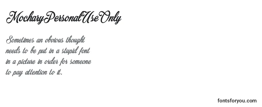 Schriftart MocharyPersonalUseOnly