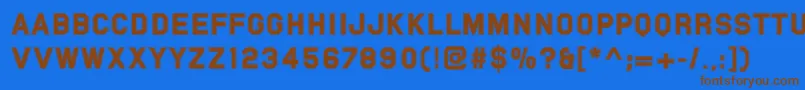 Pfvarsitysans-Schriftart – Braune Schriften auf blauem Hintergrund