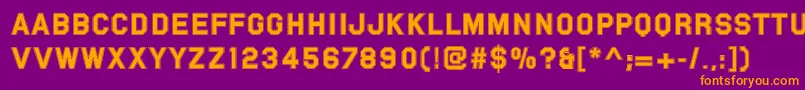 Czcionka Pfvarsitysans – pomarańczowe czcionki na fioletowym tle