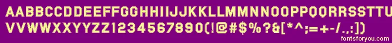 Pfvarsitysans-Schriftart – Gelbe Schriften auf violettem Hintergrund
