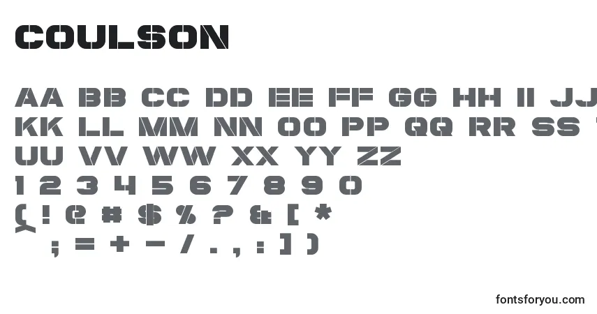 Coulson Font – alphabet, numbers, special characters