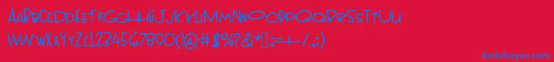 Topheavy Font – Blue Fonts on Red Background