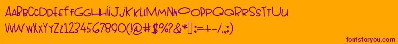 Topheavy-Schriftart – Violette Schriften auf orangefarbenem Hintergrund