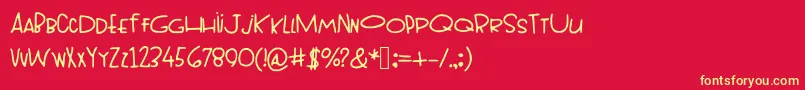 Topheavy-Schriftart – Gelbe Schriften auf rotem Hintergrund