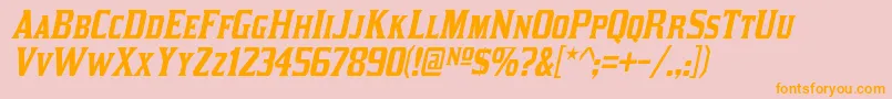 KirstyItalic-fontti – oranssit fontit vaaleanpunaisella taustalla