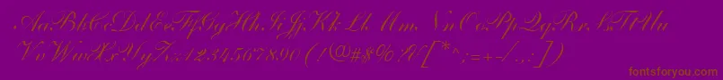 ShelleyAndantescripta-Schriftart – Braune Schriften auf violettem Hintergrund