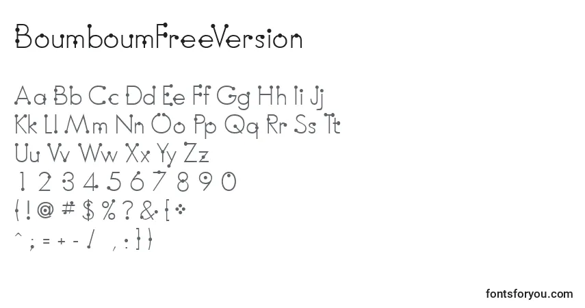 Schriftart BoumboumFreeVersion – Alphabet, Zahlen, spezielle Symbole