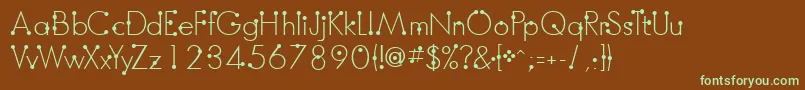 フォントBoumboumFreeVersion – 緑色の文字が茶色の背景にあります。