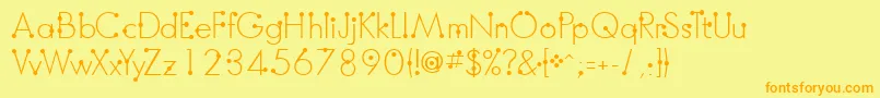 フォントBoumboumFreeVersion – オレンジの文字が黄色の背景にあります。