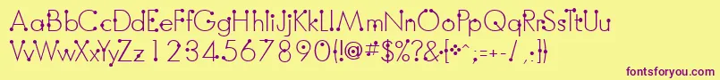 Шрифт BoumboumFreeVersion – фиолетовые шрифты на жёлтом фоне