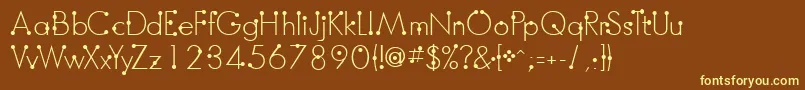 BoumboumFreeVersion-fontti – keltaiset fontit ruskealla taustalla