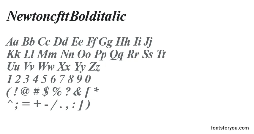A fonte NewtoncfttBolditalic – alfabeto, números, caracteres especiais