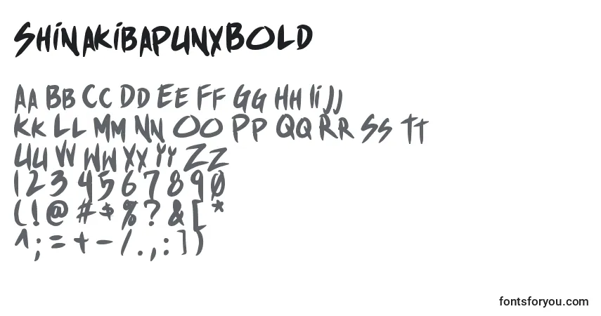 ShinakibapunxBoldフォント–アルファベット、数字、特殊文字