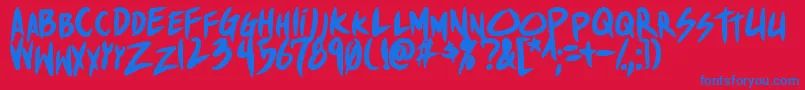 ShinakibapunxBold Font – Blue Fonts on Red Background