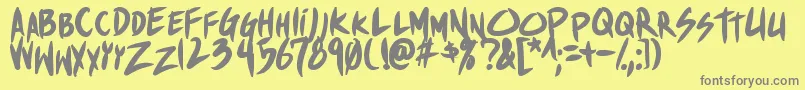 Fonte ShinakibapunxBold – fontes cinzas em um fundo amarelo