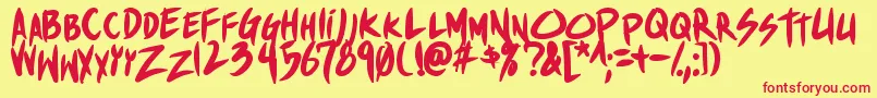 ShinakibapunxBold Font – Red Fonts on Yellow Background