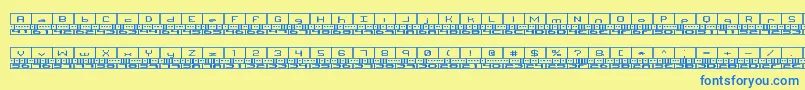 Saiba mais sobre a fonte Binaryx Fonte Binaryx – fontes azuis em um fundo amarelo