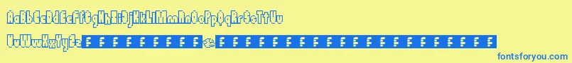 フォントFlappybirdy – 青い文字が黄色の背景にあります。