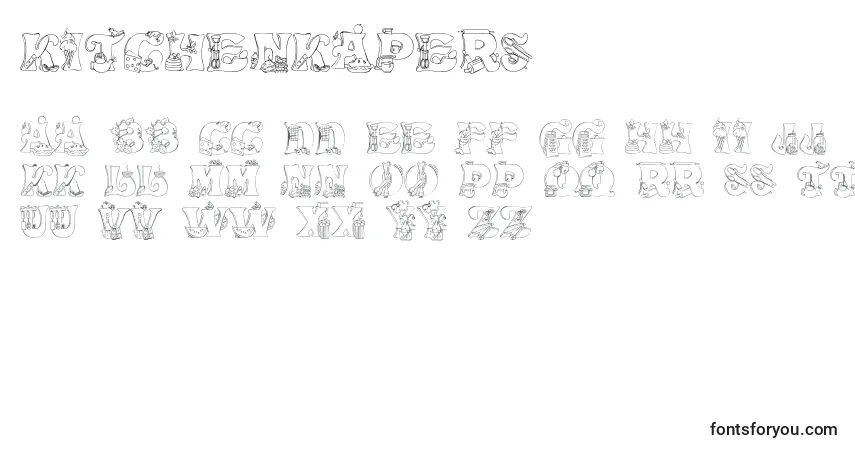 Schriftart KitchenKapers1 – Alphabet, Zahlen, spezielle Symbole