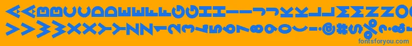 VarietРІIkarier-Schriftart – Blaue Schriften auf orangefarbenem Hintergrund