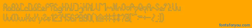 HouseBuilderHollow-Schriftart – Blaue Schriften auf orangefarbenem Hintergrund