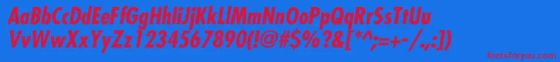 FuturaCondensedBolditalic Font – Red Fonts on Blue Background
