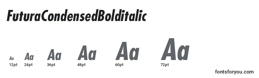 Размеры шрифта FuturaCondensedBolditalic