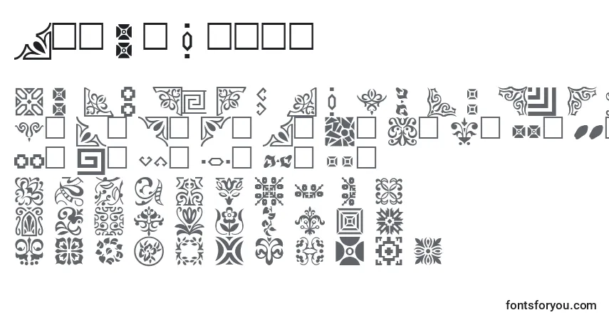 Ornamenttt-fontti – aakkoset, numerot, erikoismerkit