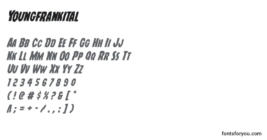 Шрифт Youngfrankital – алфавит, цифры, специальные символы