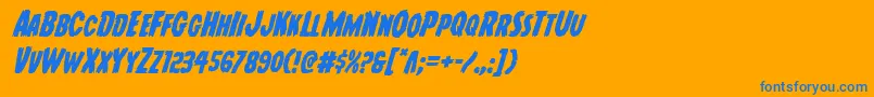 フォントYoungfrankital – オレンジの背景に青い文字