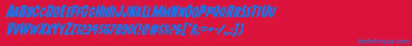 Youngfrankital Font – Blue Fonts on Red Background