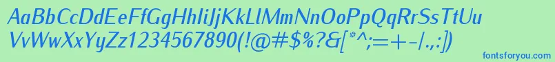 IwonacondmediumItalic Font – Blue Fonts on Green Background