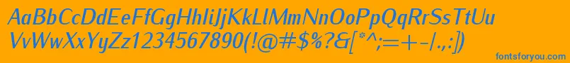 IwonacondmediumItalic Font – Blue Fonts on Orange Background