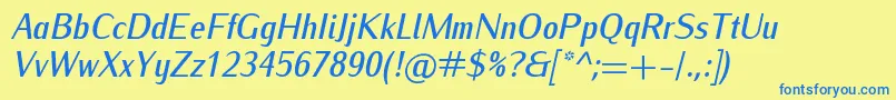 IwonacondmediumItalic Font – Blue Fonts on Yellow Background