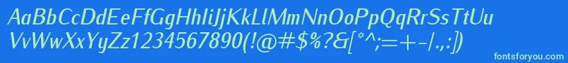 IwonacondmediumItalic Font – Green Fonts on Blue Background