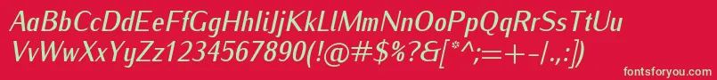 IwonacondmediumItalic Font – Green Fonts on Red Background