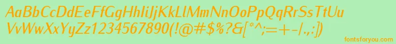 IwonacondmediumItalic Font – Orange Fonts on Green Background