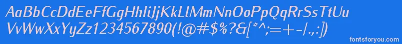 IwonacondmediumItalic Font – Pink Fonts on Blue Background