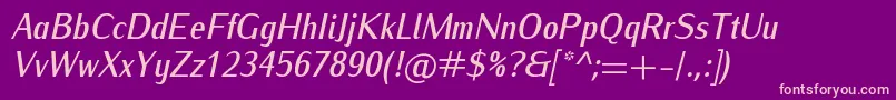 IwonacondmediumItalic Font – Pink Fonts on Purple Background