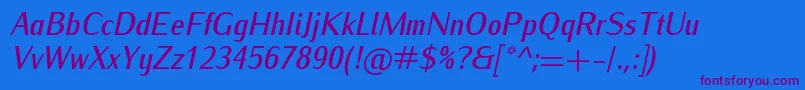 IwonacondmediumItalic Font – Purple Fonts on Blue Background