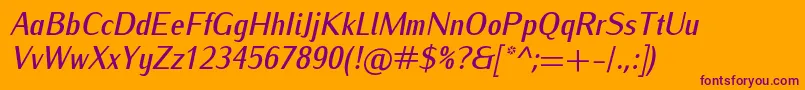 IwonacondmediumItalic Font – Purple Fonts on Orange Background