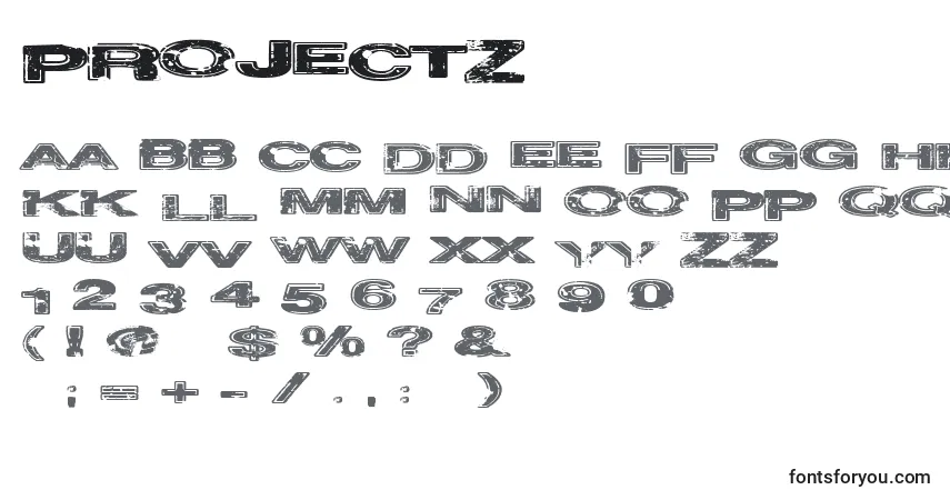 Шрифт Projectz – алфавит, цифры, специальные символы