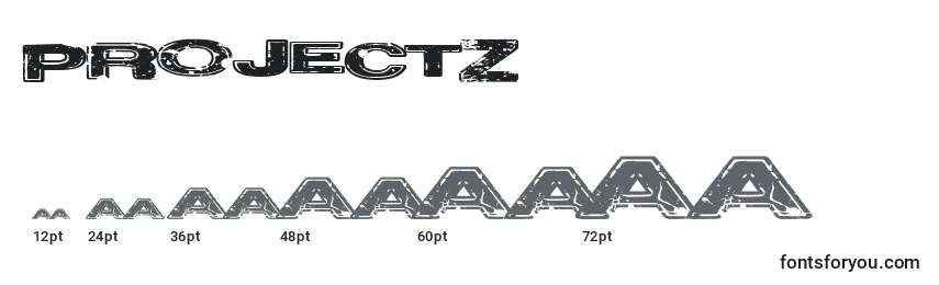 Размеры шрифта Projectz