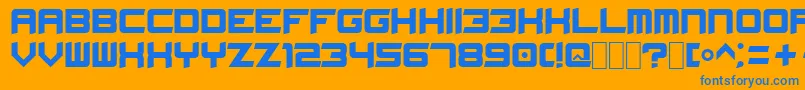 Fonte StellarKombat – fontes azuis em um fundo laranja