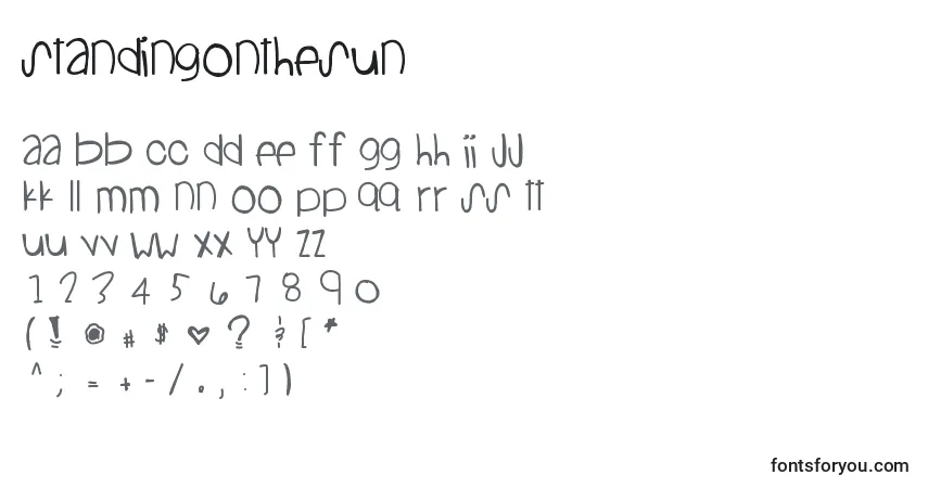 Czcionka Standingonthesun – alfabet, cyfry, specjalne znaki
