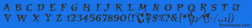 RoquetteLetPlain.1.0-Schriftart – Schwarze Schriften auf blauem Hintergrund