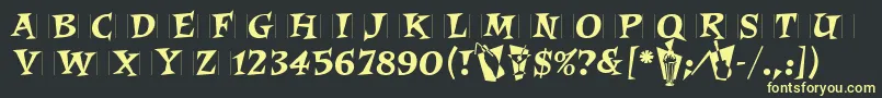 フォントRoquetteLetPlain.1.0 – 黒い背景に黄色の文字