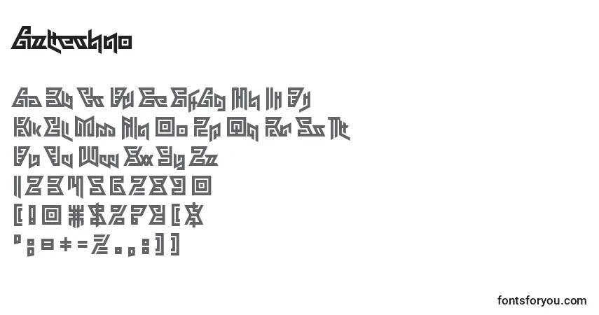 Czcionka Aztechno – alfabet, cyfry, specjalne znaki