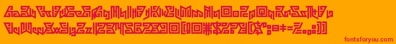 Aztechno-Schriftart – Rote Schriften auf orangefarbenem Hintergrund